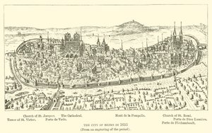 A cidade de Reims em 1635, (De uma gravura do período) de English School